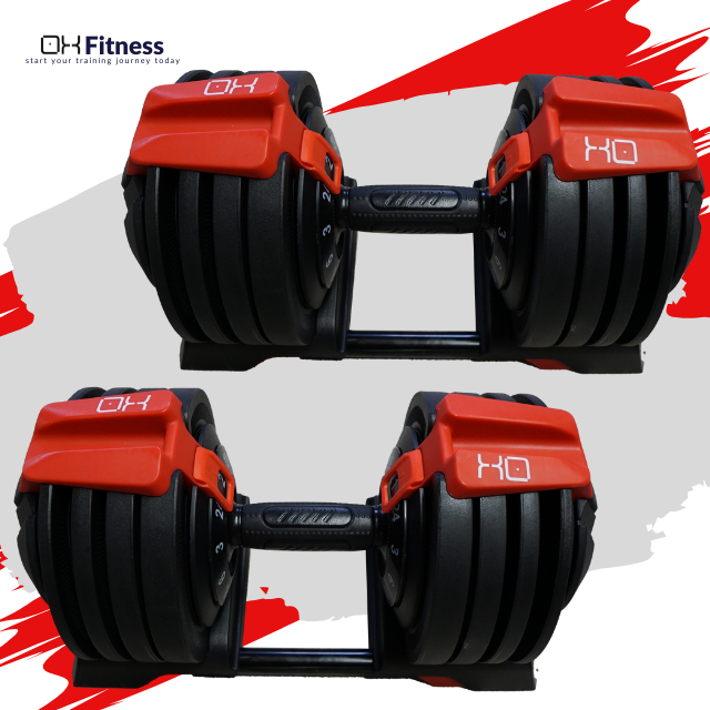 X2 Adjustable Dumbbells 24KG - Steel Adjustable Dumbbell Set